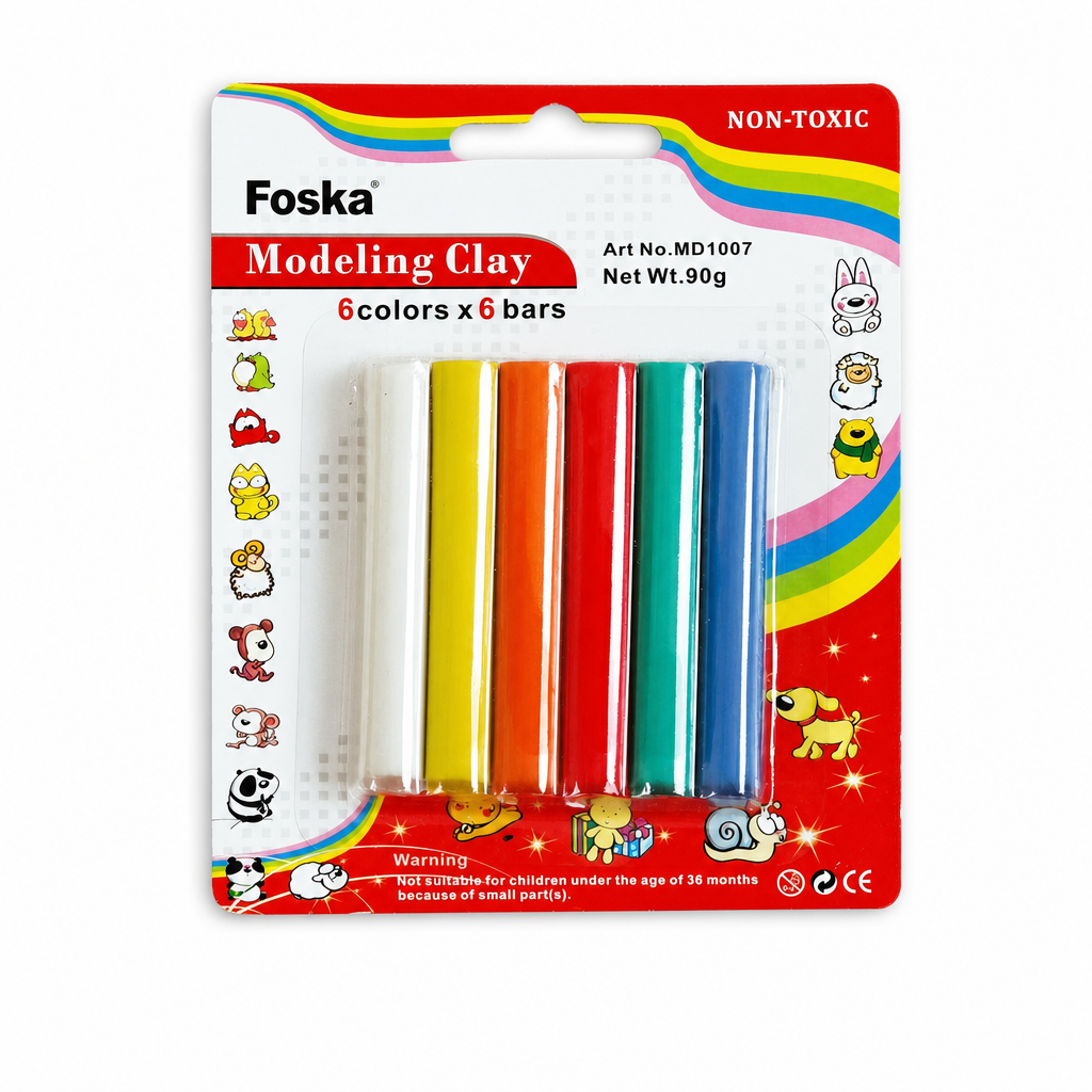 Foska modelling clay set, 6 bars 90g, Art No.MD1007