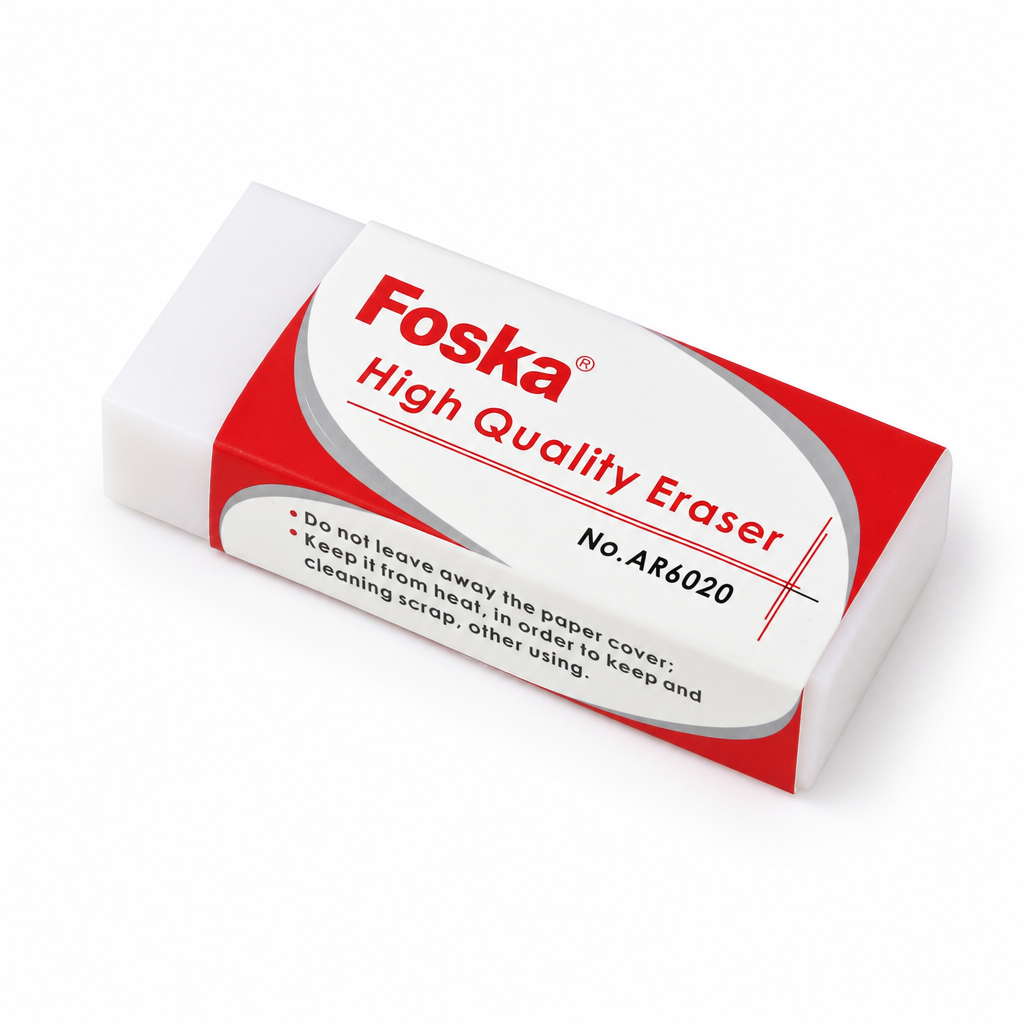 Foska white soft PVC block eraser, Medium (57 x 21 x 10 mm), No.AR6020