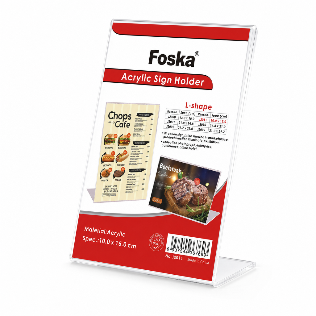 Foska magnetic acrylic sign holder L-shape, A6 (10 x 15 cm), No.J2011