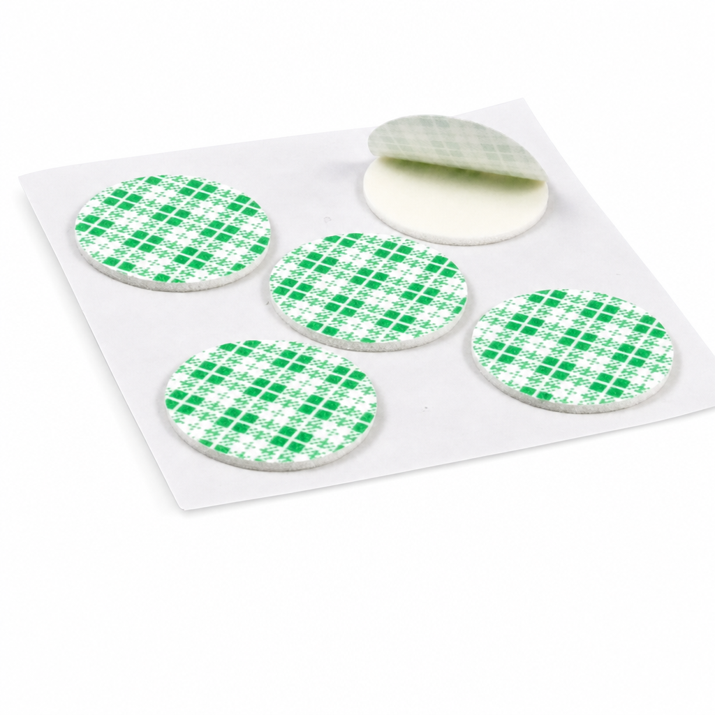 27mm round double-sided foam mounting pads on liner sheet
