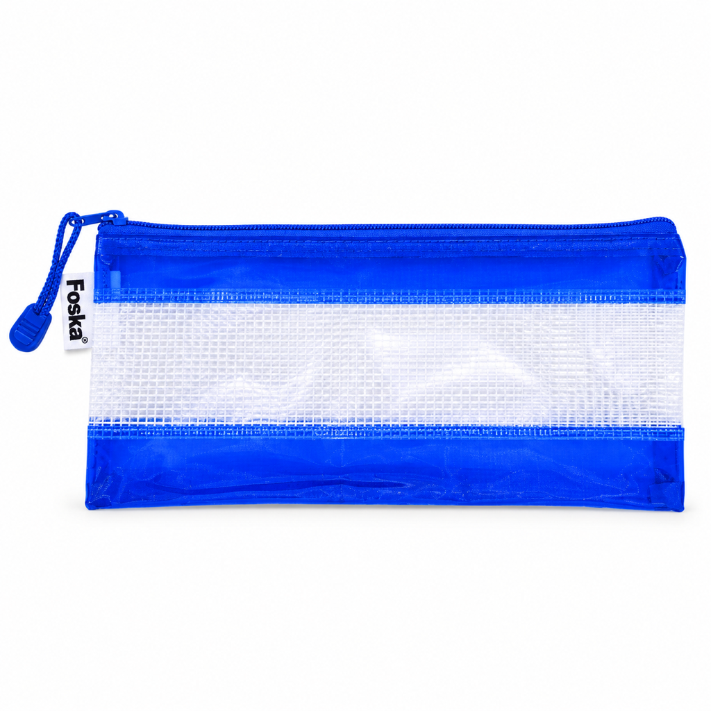 Foska PVC zipper bag with handle, bill size 23 x 11.5 cm – blue
