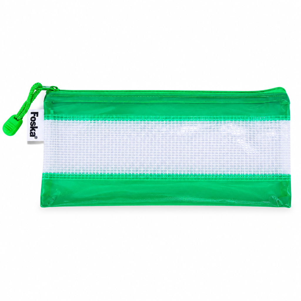 Foska PVC zipper bag with handle, bill size 23 x 11.5 cm – green