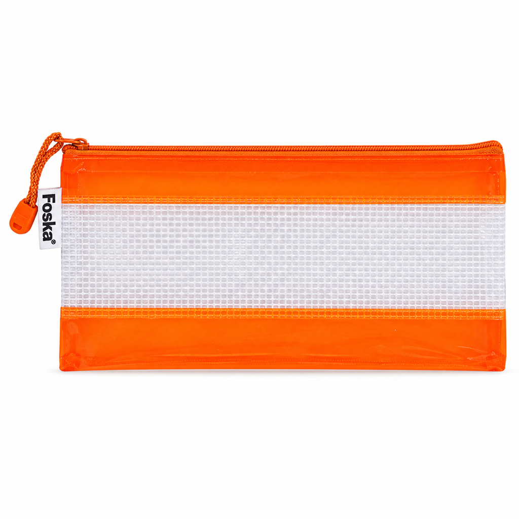 Foska PVC zipper bag with handle, bill size 23 x 11.5 cm – orange