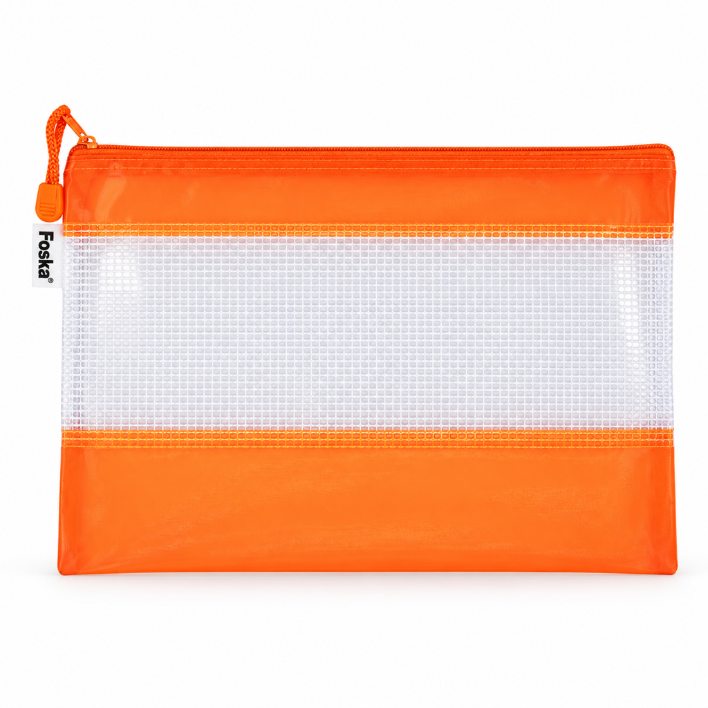Foska PVC zipper bag with handle, A5 24 x 17.5 cm – orange