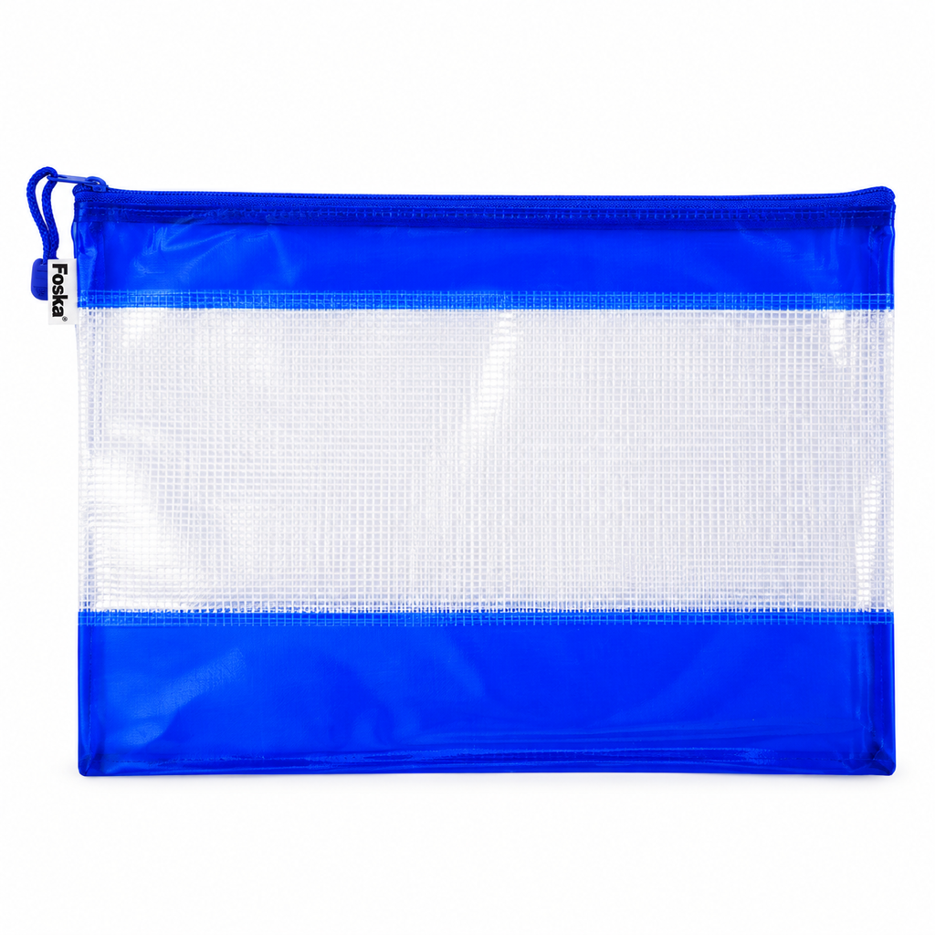 Foska PVC zipper bag with handle, A4 33 x 24 cm – blue