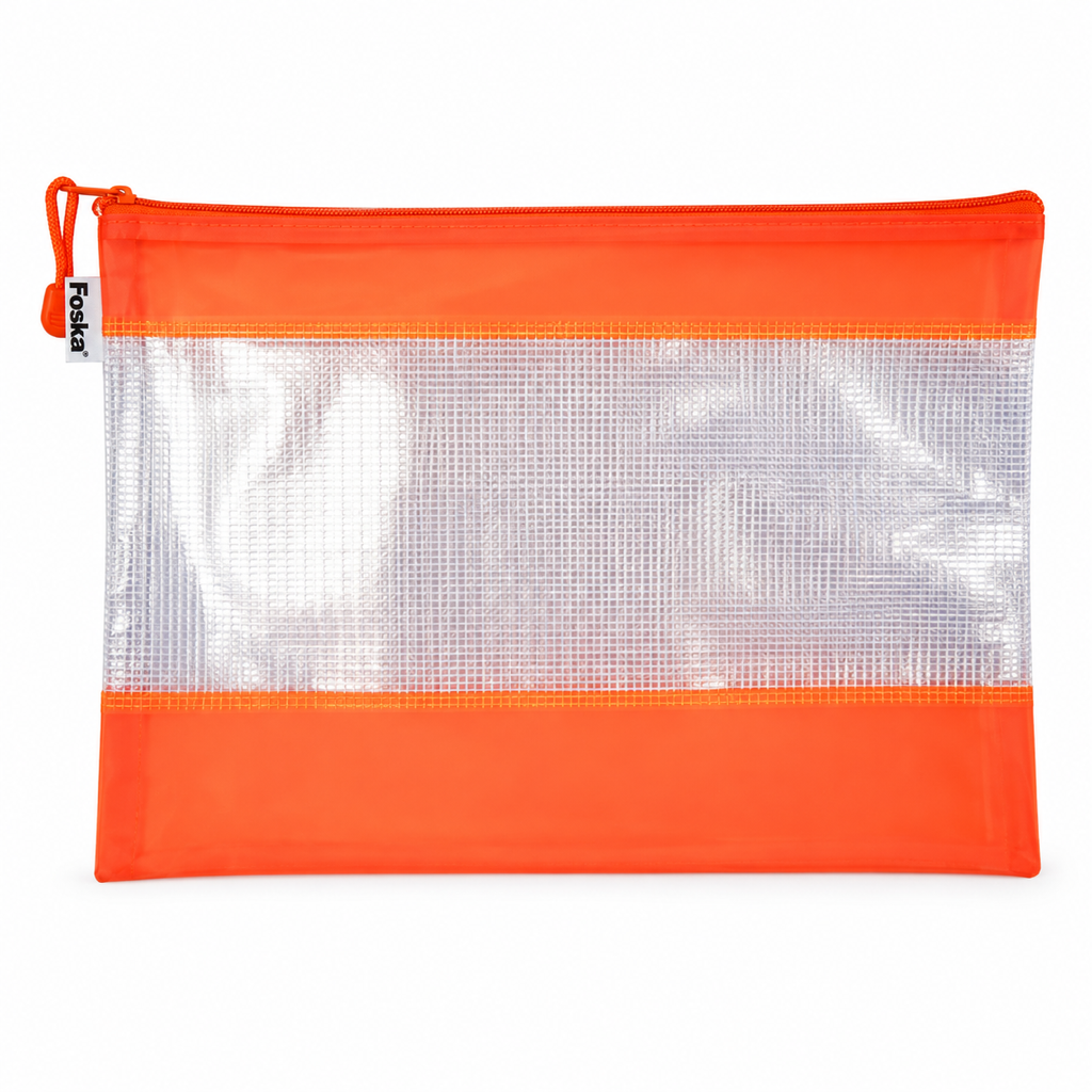Foska PVC zipper bag with handle, A4 33 x 24 cm – orange