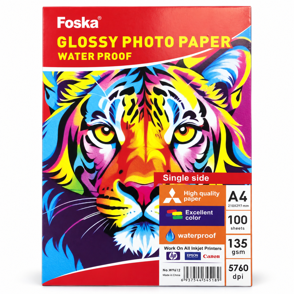 Glossy Waterproof Photo Paper A4 — 135 gsm – 100 Sheets (W9612) pack