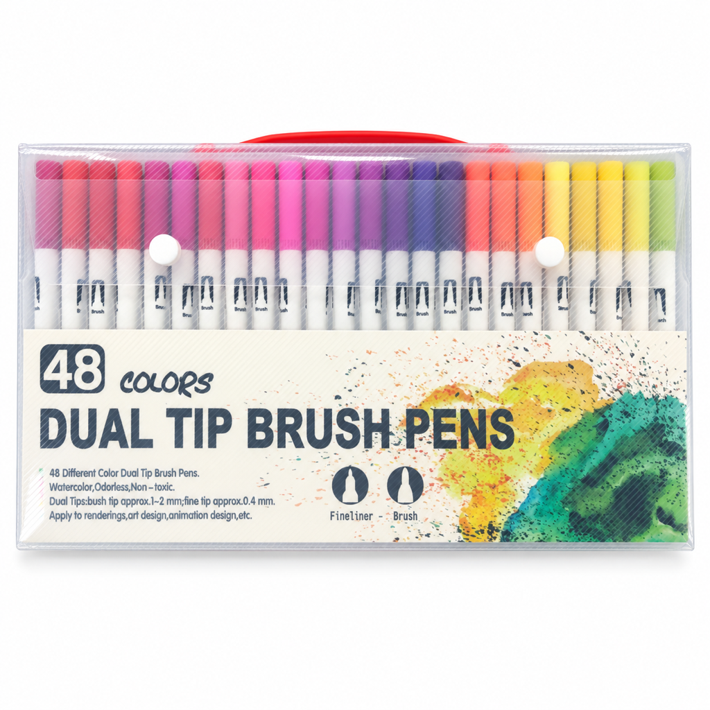 Dual Tip Watercolor Brush Marker Pens — Set of 48 (WC1004) case